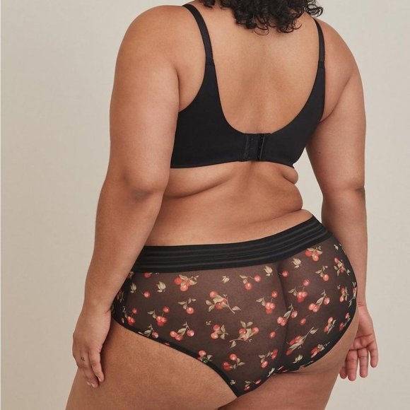 🆕️ Torrid Cherries Print Black Mesh Mid-Rise Cheeky Panty - Picture 6 of 6